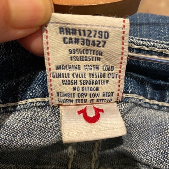 TRUE RELIGION Women Blue Embellished Disco Joey Big 7 Jeans Size 30 - Picture 10 of 10